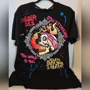 Switch Remarkable Men's Large Black Graphic T-Shirt with Colorful Print-New